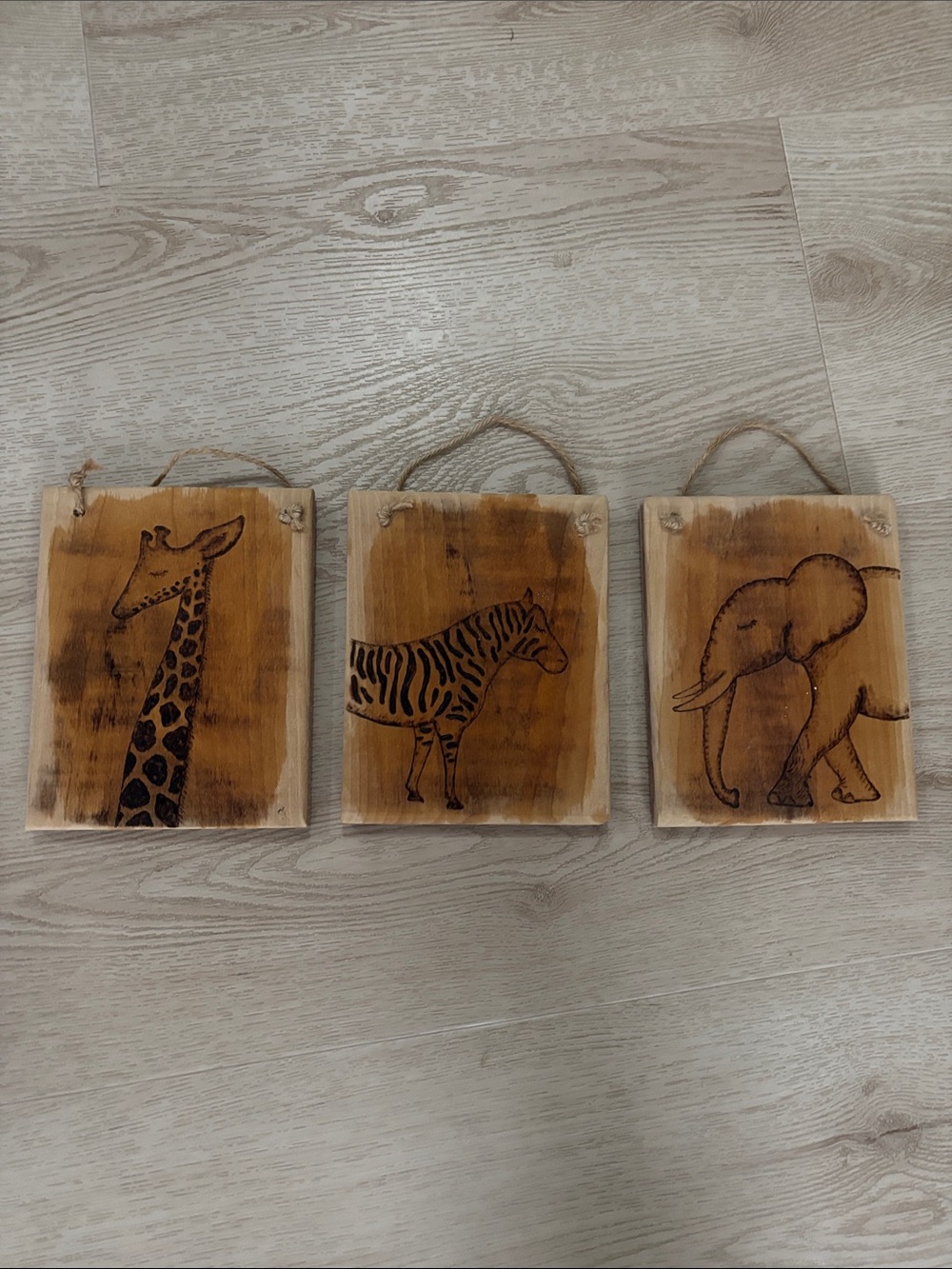 Handmade Rustic Animal Wood Wall Decor Set - Brown